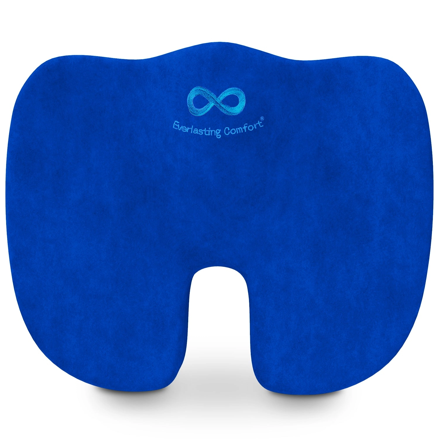 Blue seat cushion seen from above