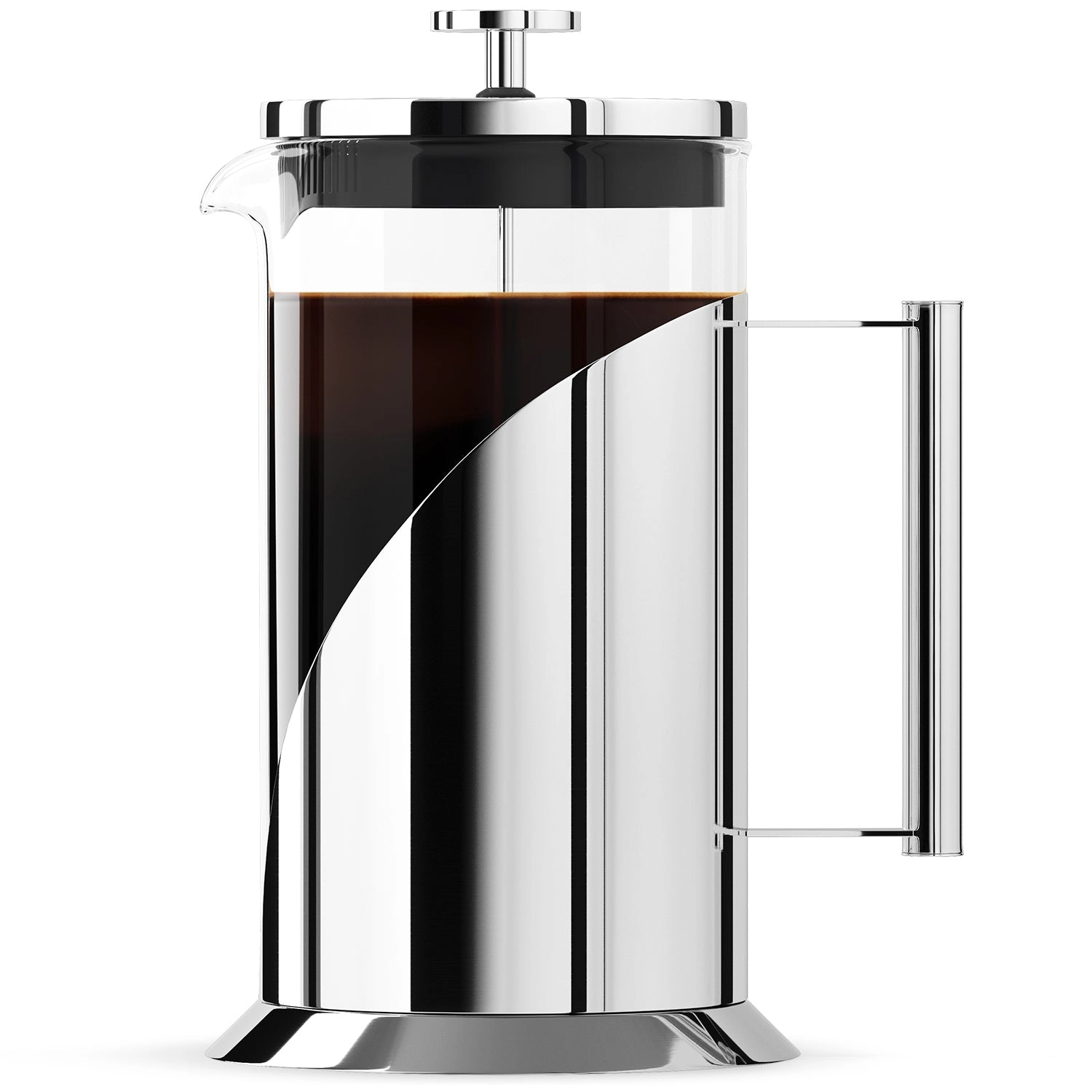 French press filled with coffee