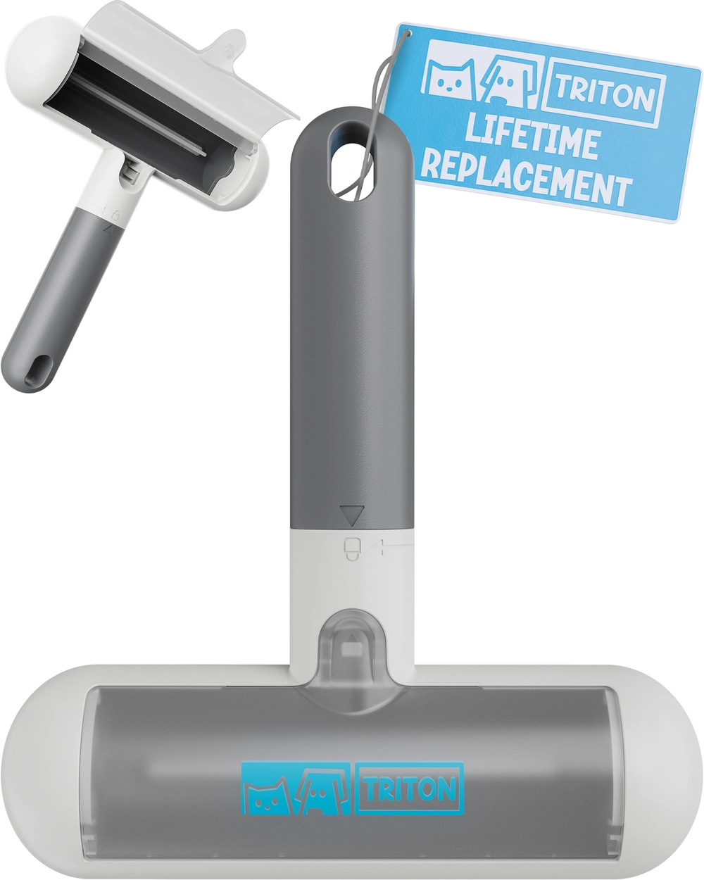 Triton travel pet hair removal tool in gray and white