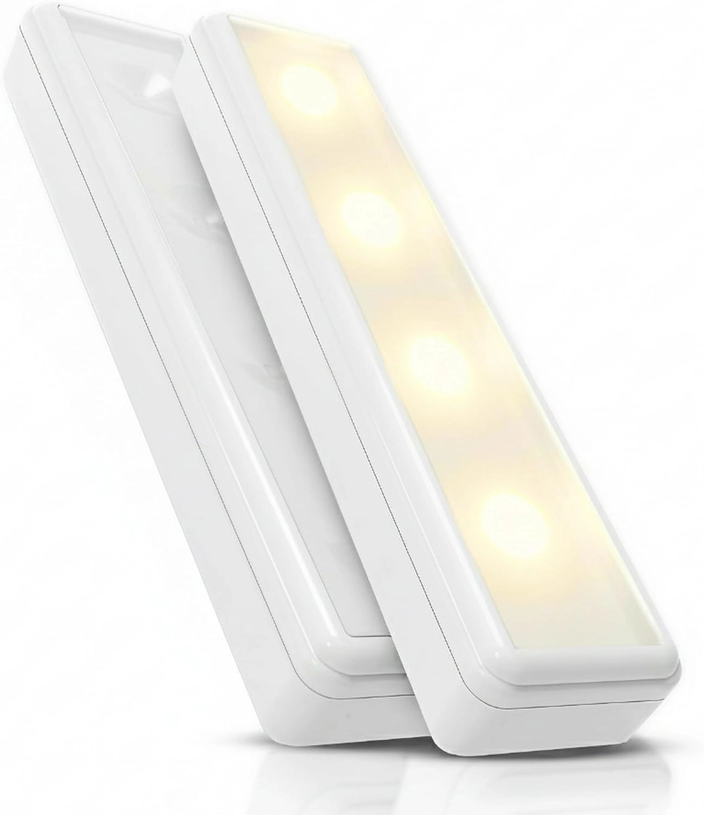 Two wireless LED stick on lights