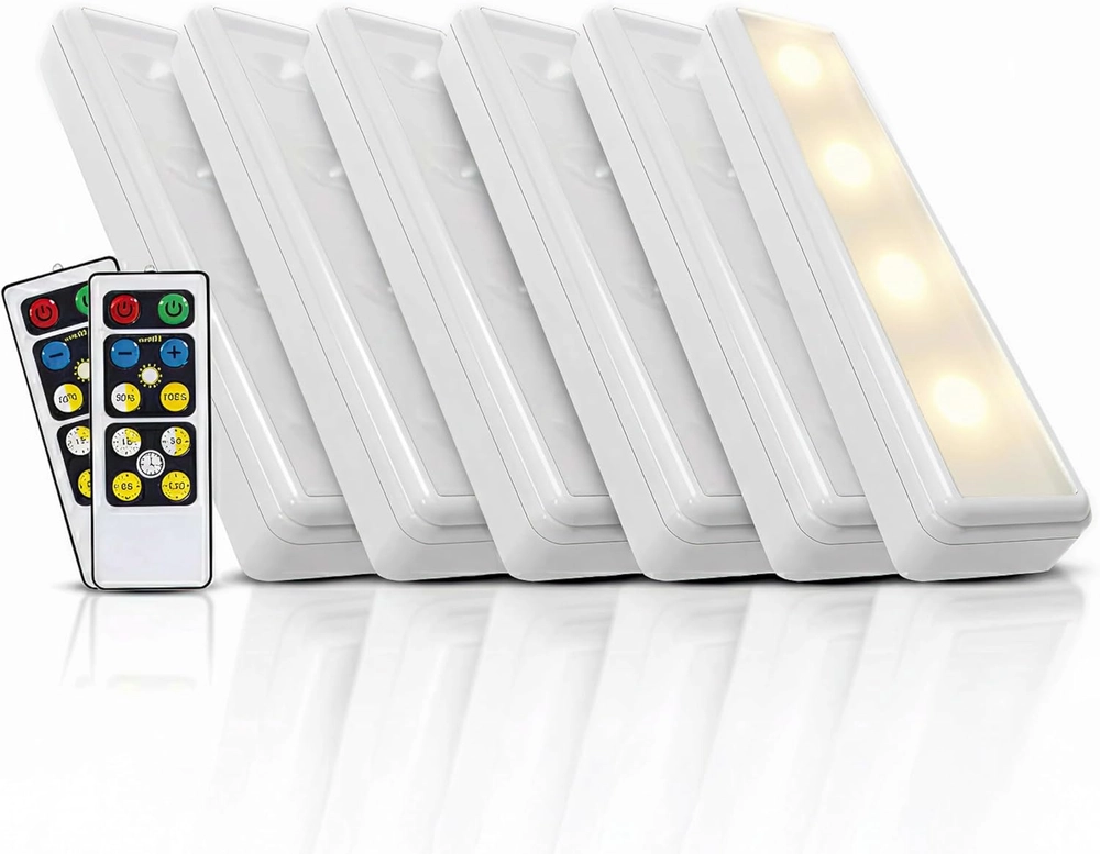 Six wireless LED under counter lights with two remote controls